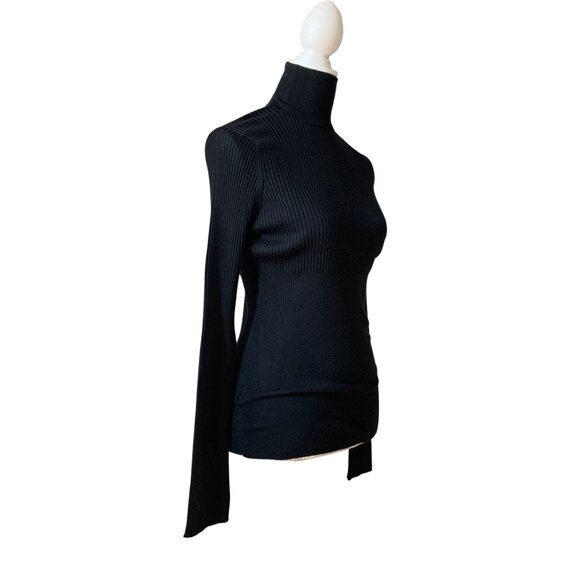 MAX STUDIO Ribbed Turtleneck Sweater in Black Size LARGE - Picture 6 of 16